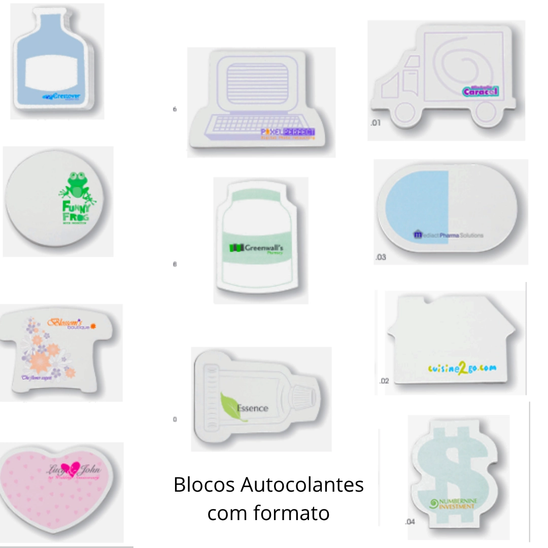 Blocos com Formatos Variados - Blocos adesivos com formatos, para transformar anotações em divulgação.