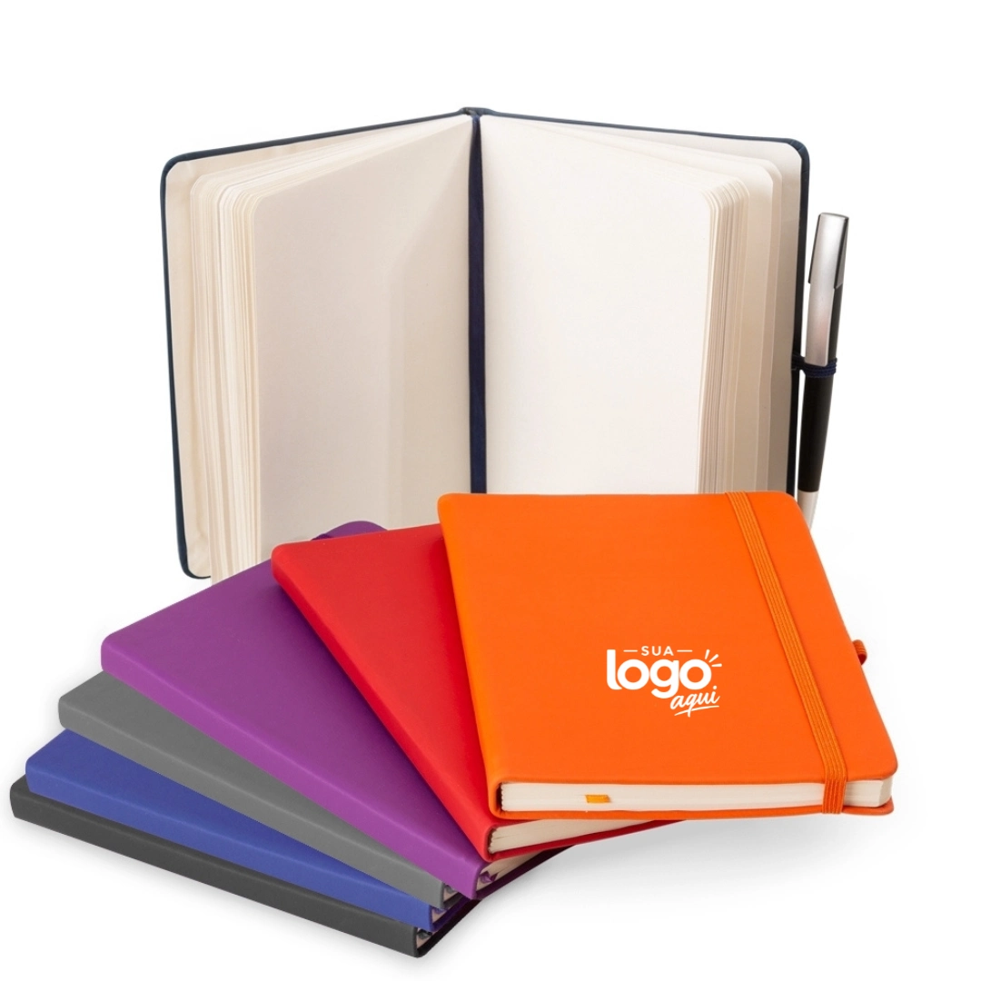 Caderneta Capa Emborrachada - Caderno personalizado capa dura emborrachada. Miolo com ou sem pauta, papel branco ou marfim. Caderneta tipo moleskine.