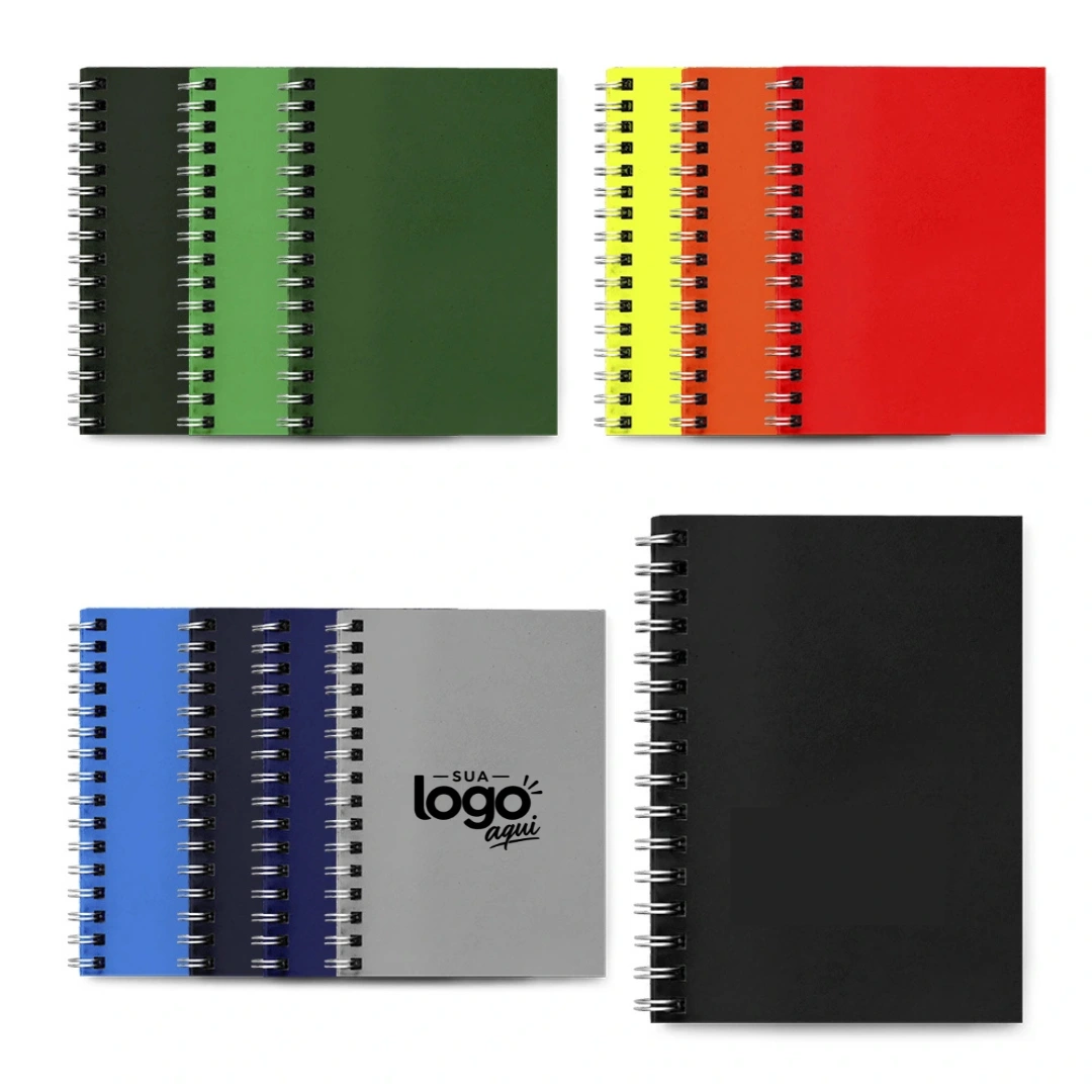Caderno Capa com Acabamento Especial - Caderno personalizado capa em várias cores, com impressão em silk, baixo relevo ou hot stamping.