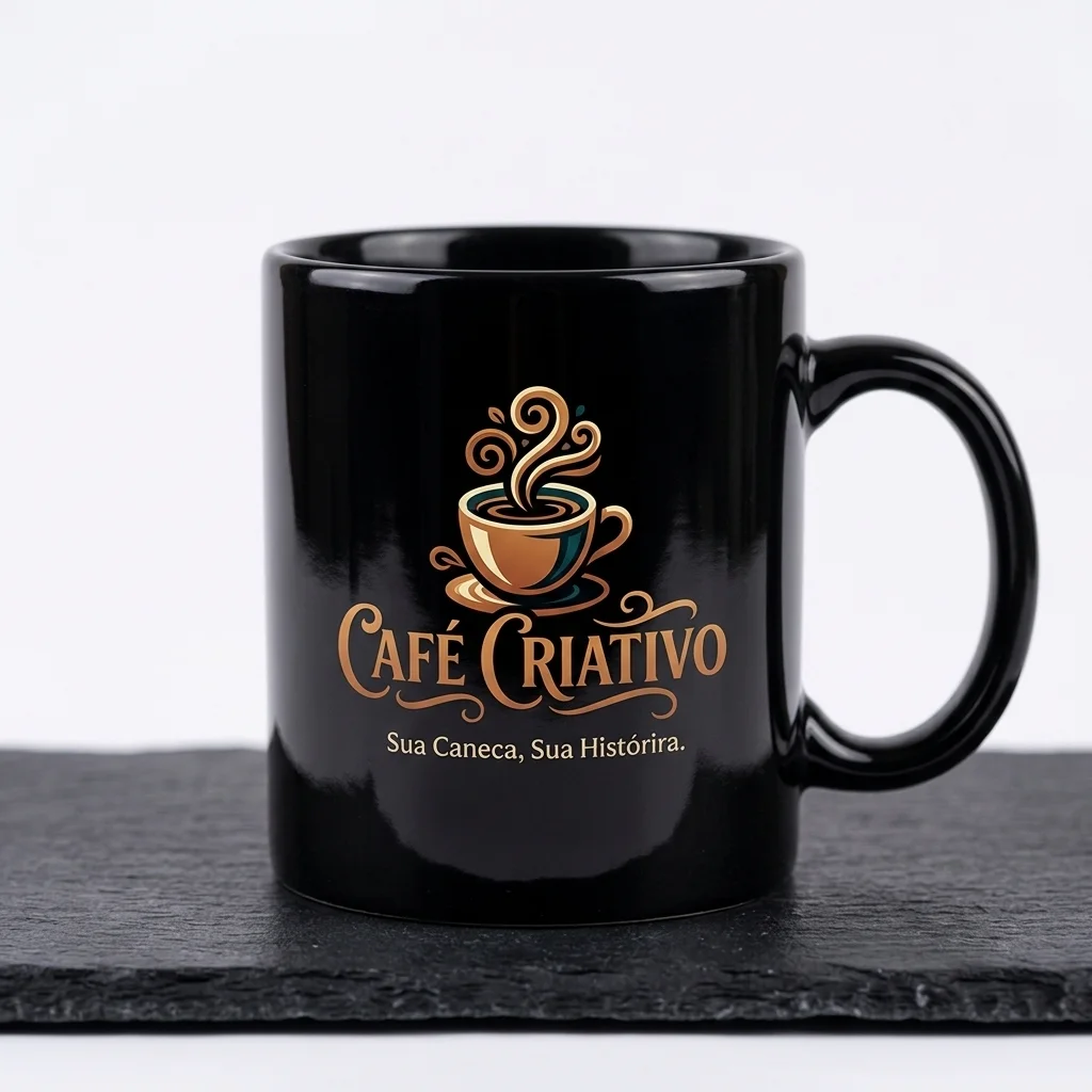 Caneca Cerâmica Preta - Caneca de cerâmica cor preta, 325 ml.