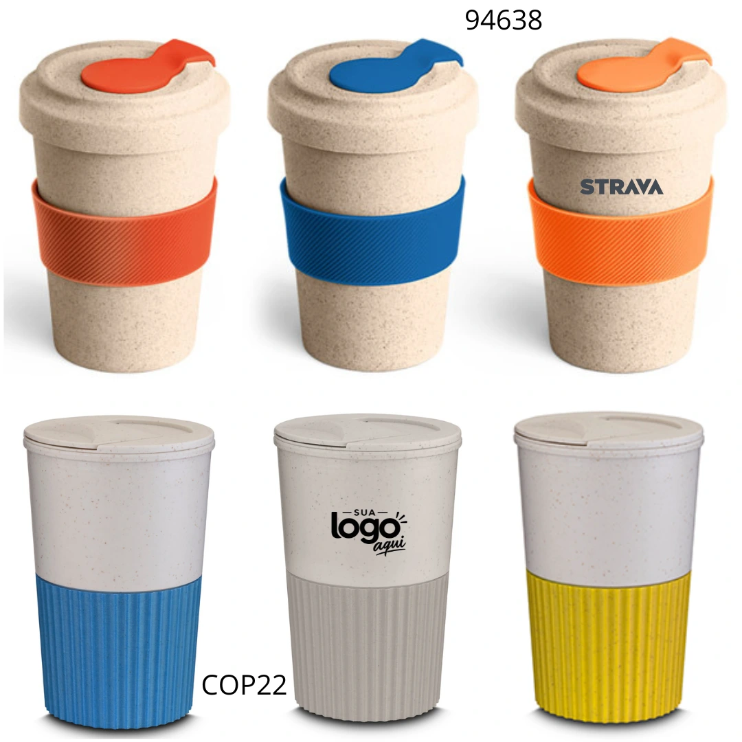 Copo em Bambu e Fibra de Trigo - Uma boa opção para reduzir o uso de copos descartáveis no escritório ou em parcerias com cafeterias.