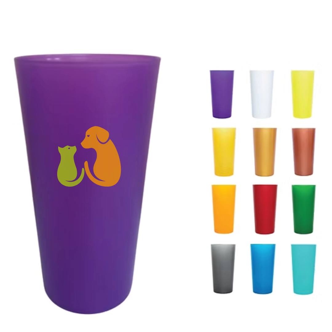 Copo Plástico Reutilizável 500 ml - Copo plástico reutilizável. Cores vivas. 500 ml.
