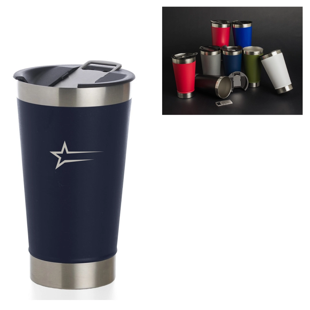 Copo Térmico Liso 500 ml - Copo térmico de inox com acabamento liso, material livre de BPA. 500 ml.