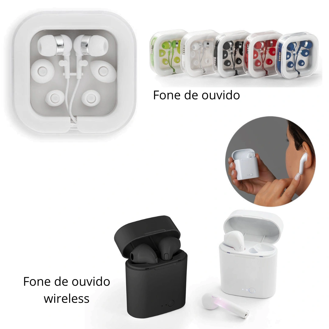 Fone de Ouvido com Microfone - Fone de ouvido em silicone com microfone incorporado e cabo de 1,20 m com ligação stereo.