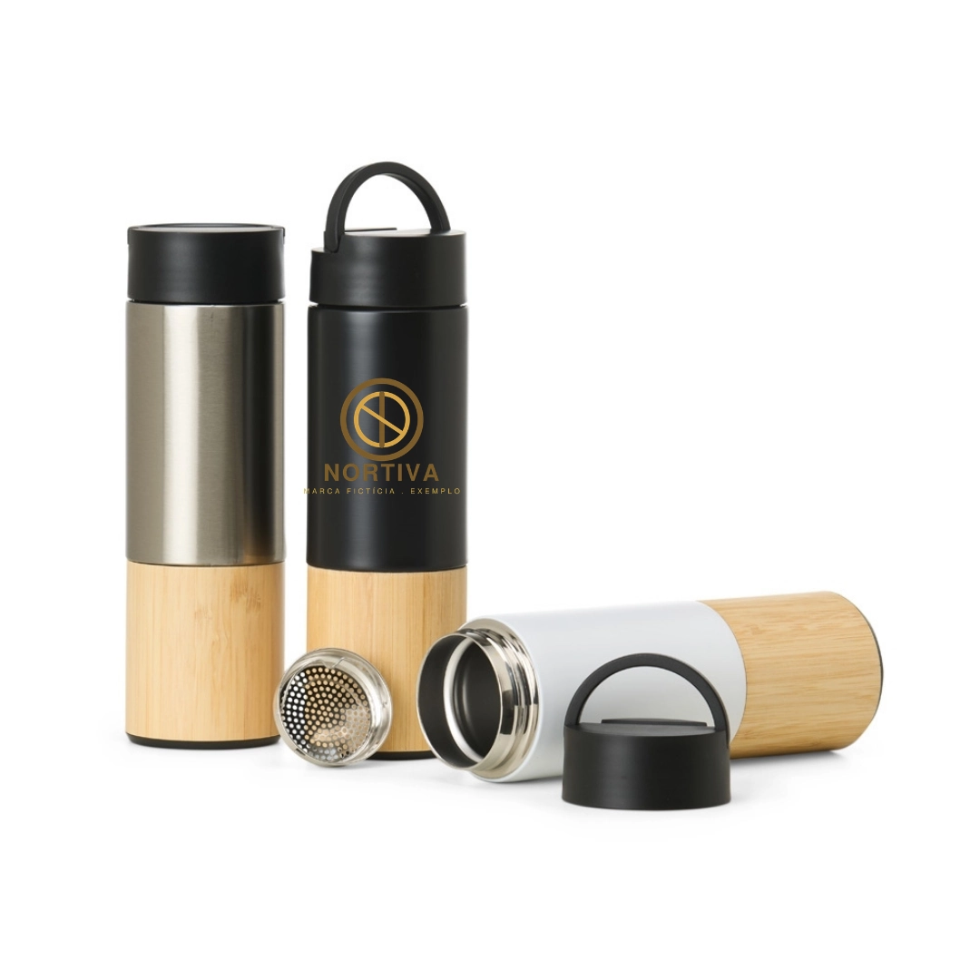 Garrafa Térmica com Infusor - Garrafa térmica em inox 304, acompanha peneira para infusão de bebidas. 420ml.