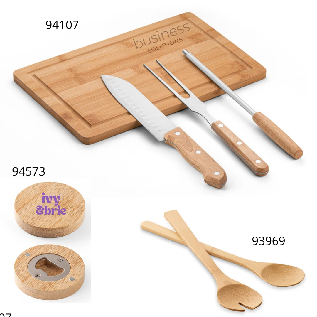 Kit Churrasco em Bambu - Presente indicado para confraternizações de fim de ano, sorteios internos ou clientes que valorizam momentos de descontração.