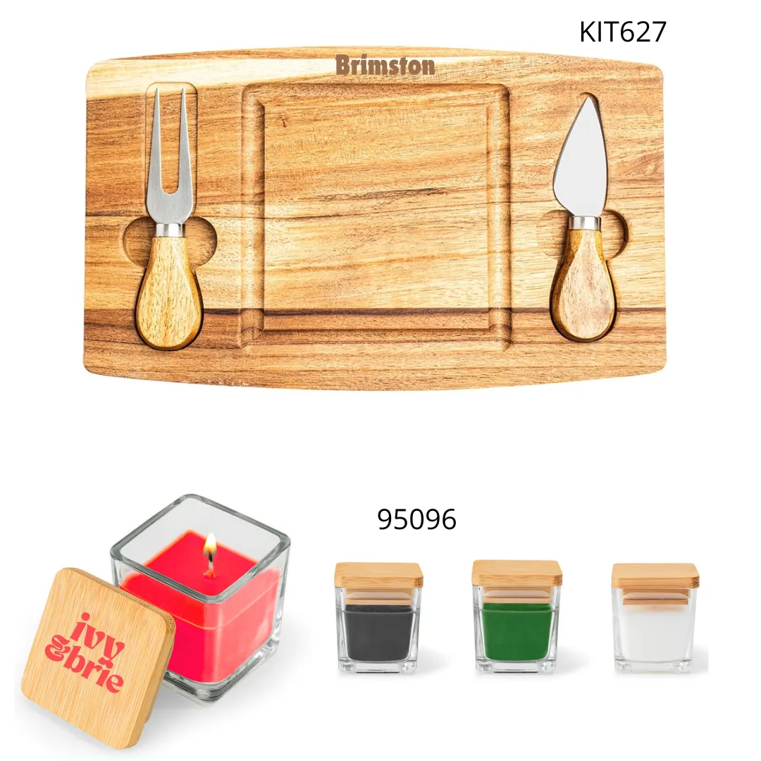 Kit Queijo em Bambu - Presente sofisticado para clientes especiais, datas comemorativas de fim de ano ou parcerias comerciais importantes.
