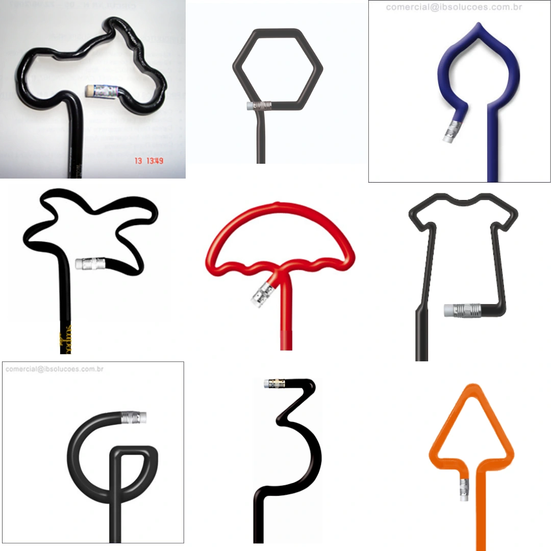 Lápis com formato personalizado - Nuvem, hexágono, flor, palmeira, guarda-chuva, camiseta, letra, número e seta