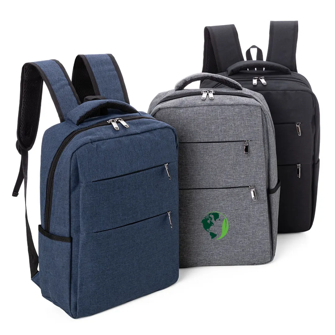 Mochila para Notebook com Bolsos Múltiplos - Mochila para notebook 15,6”, com 3 bolsos frontais com zíper e 2 bolsos laterais, alça de mão e alça de ombro acolchoada. 39 x 29 x 11 cm.